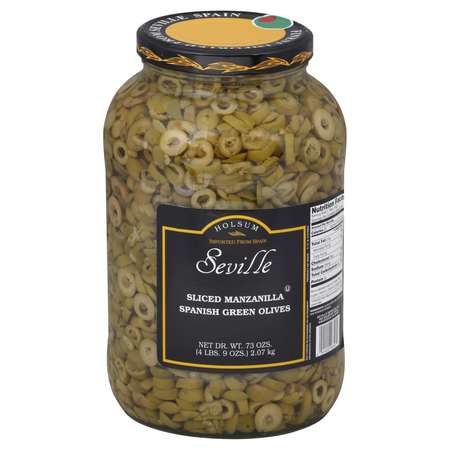 SEVILLE Olive Sliced Green Glass 1 gal., PK4 80120